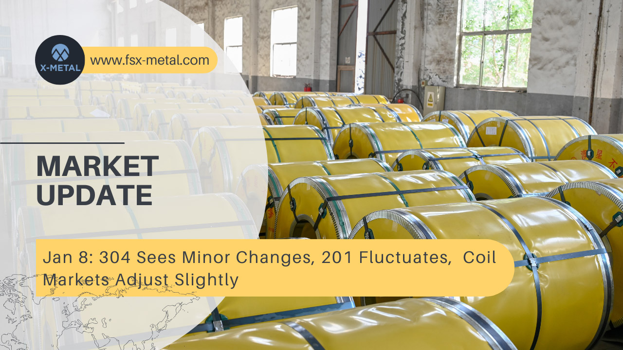 China Foshan Stainless Steel Market Update, Jan 8: 304 Sees Minor Changes, 201 Fluctuates, Coil Markets Adjust Slightly